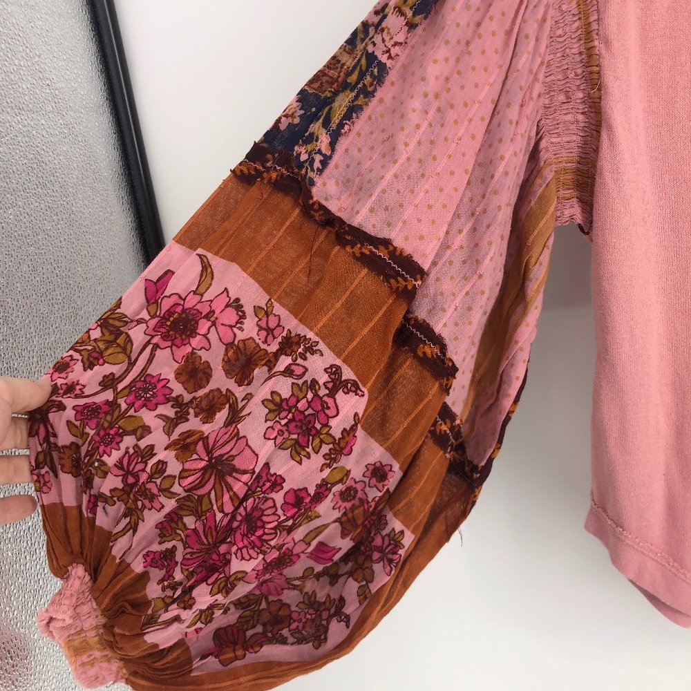 Free People Light Magic Henley Patchwork Sleeves … - image 3